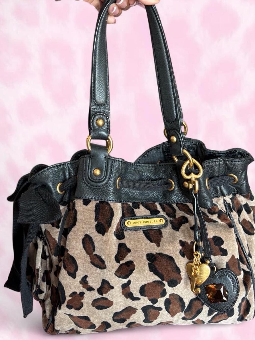 Juicy Couture Leopard Print Shoulder Bag in Brown and Black